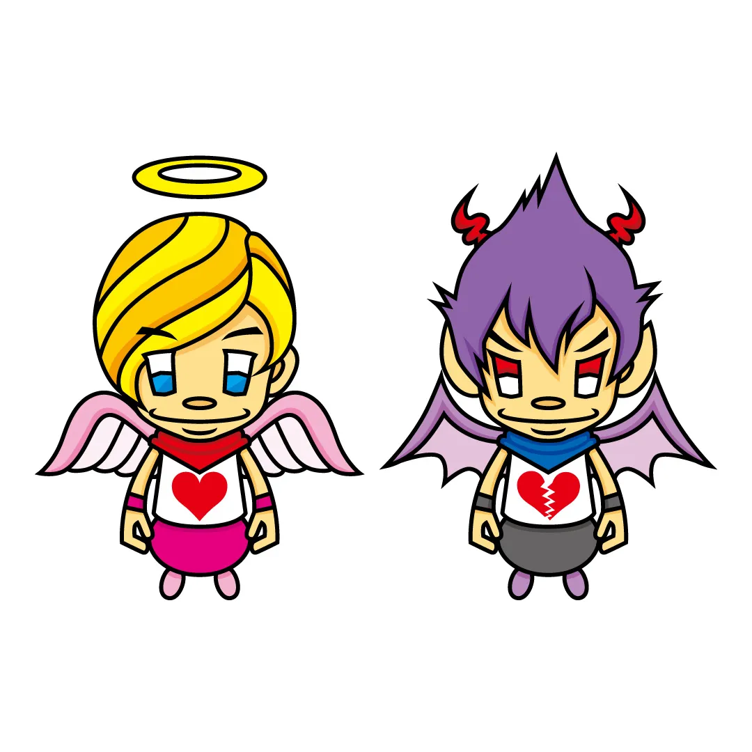 天使と悪魔のキャラクターイラスト