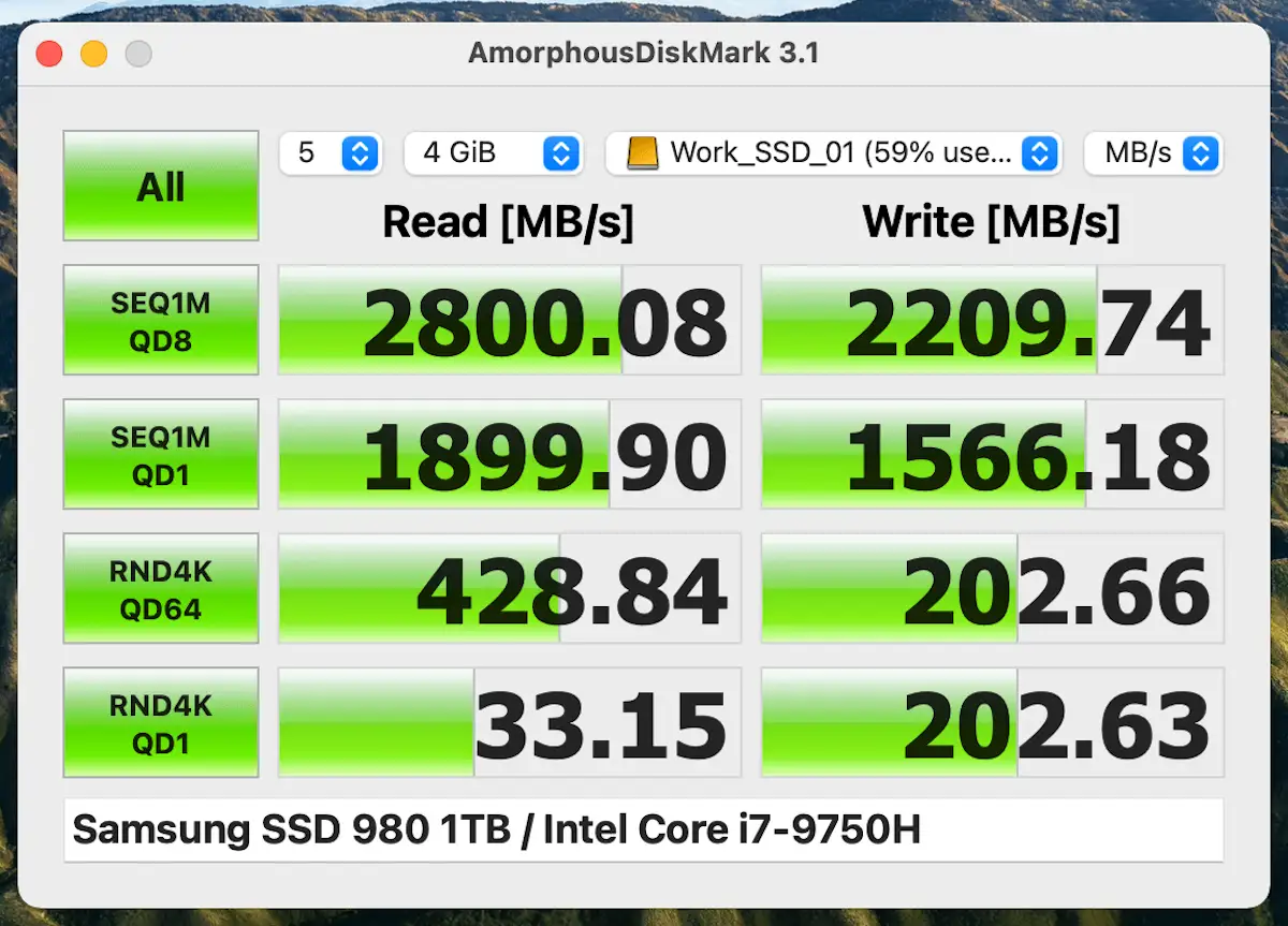『SAMSUNG SSD 980 MZ-V8V1T0B』のベンチマーク結果